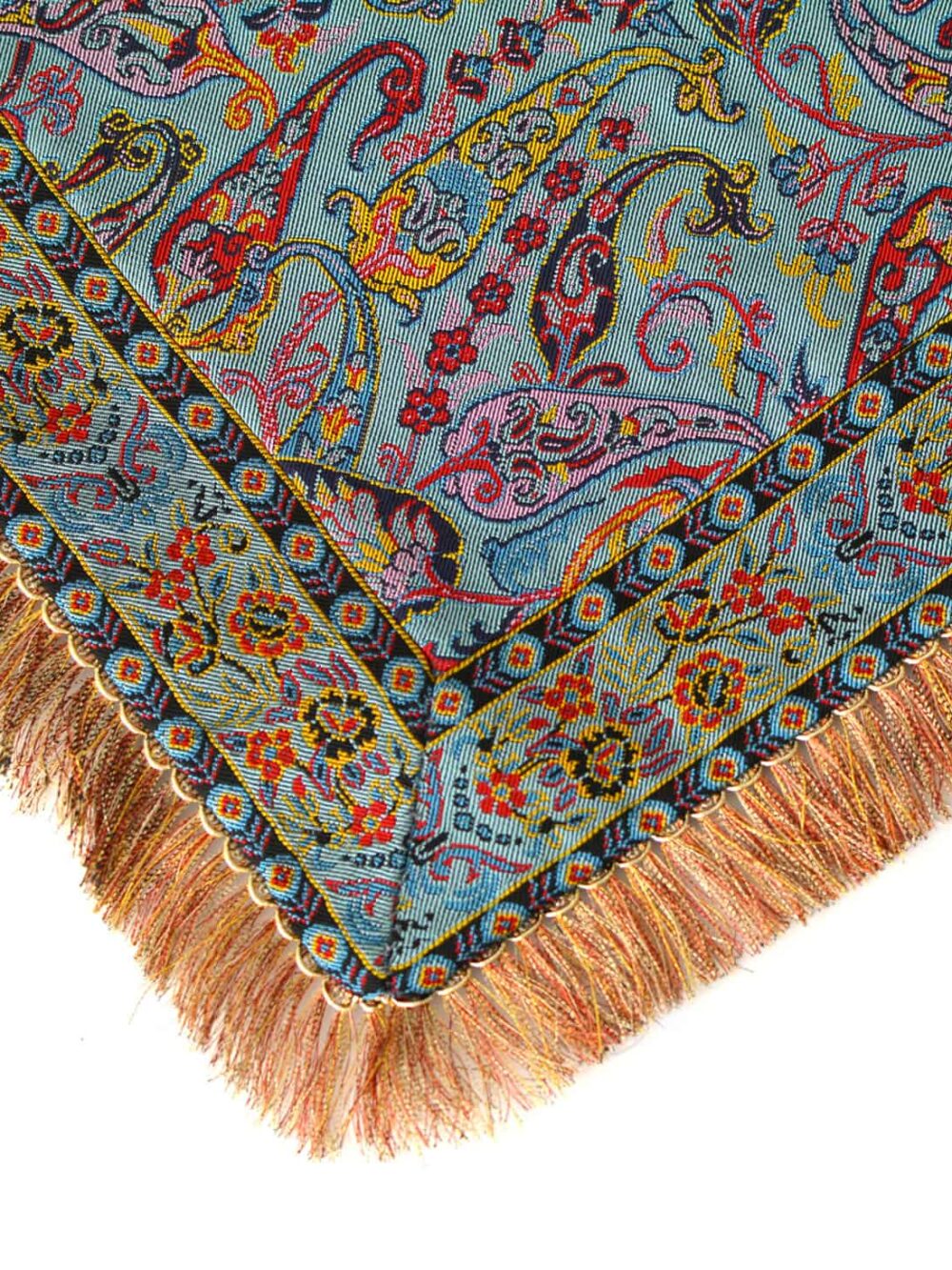 Turquoise Runner With Tassel Fringe