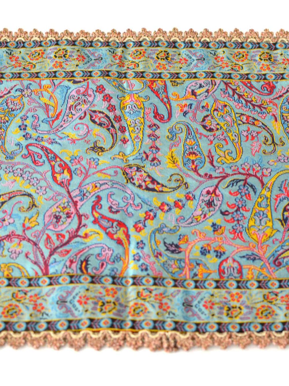 Turquoise Tablecloth With Golden Trim