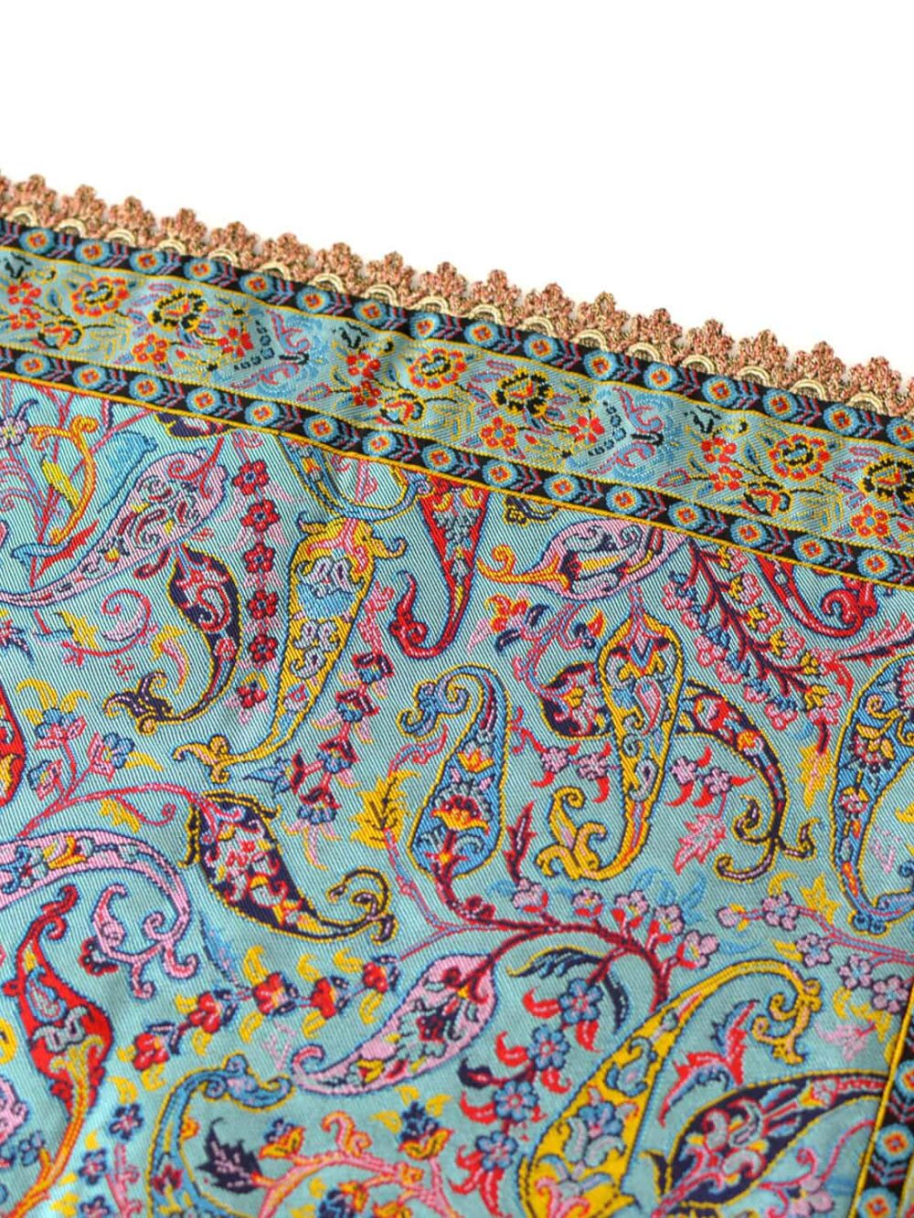 Turquoise Tablecloth With Golden Trim