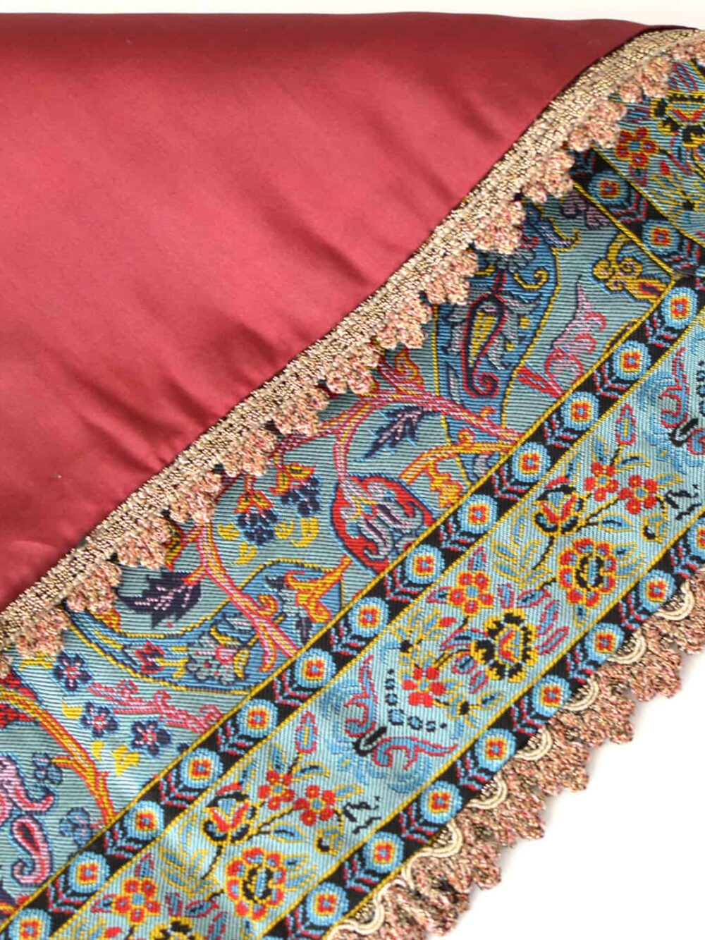 Turquoise Tablecloth With Golden Trim