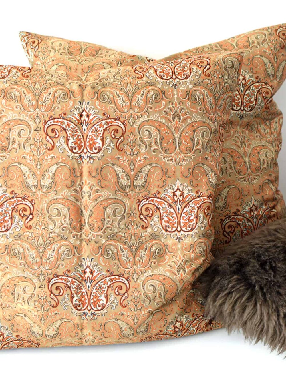 Khaki-Golden Stripes Cushion Cover