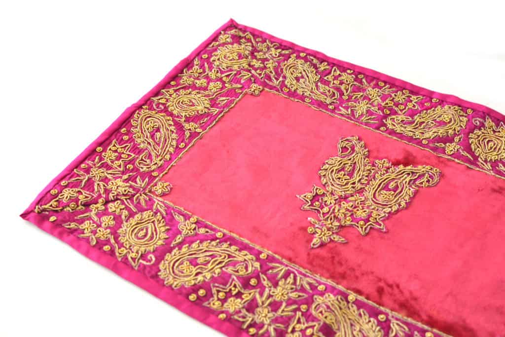 Vintage Velvet & Indian-Border Tablecloth