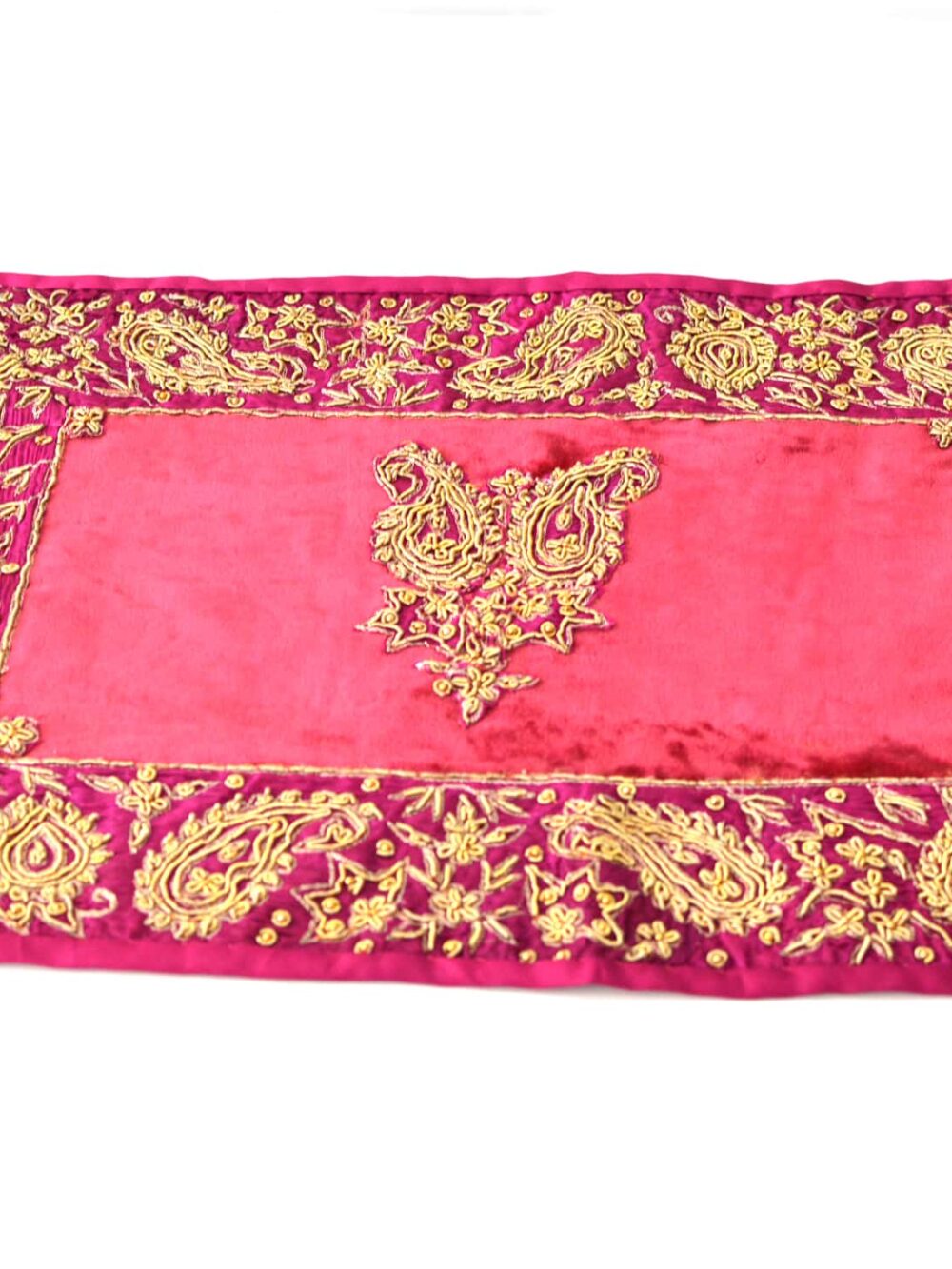 Vintage Velvet & Indian-Border Tablecloth