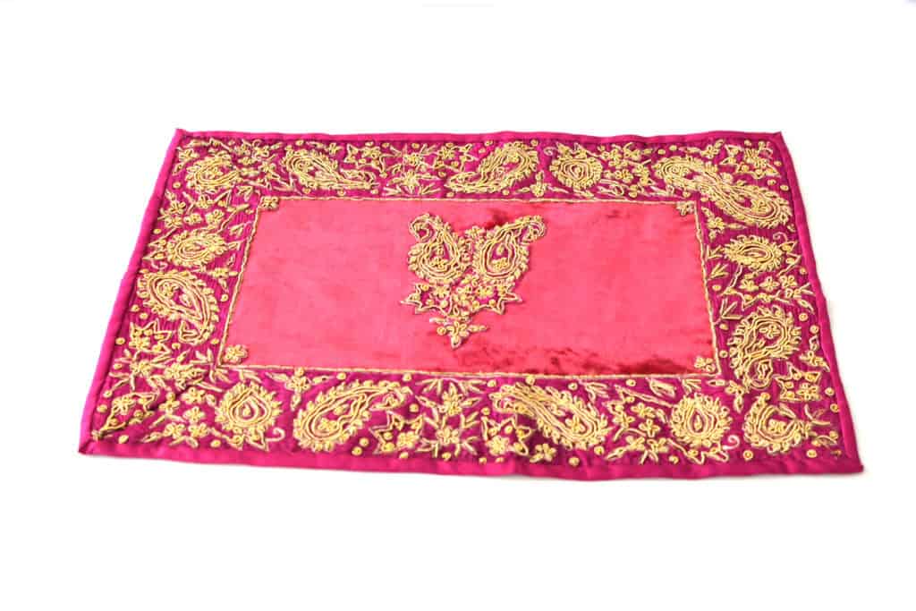 Vintage Velvet & Indian-Border Tablecloth