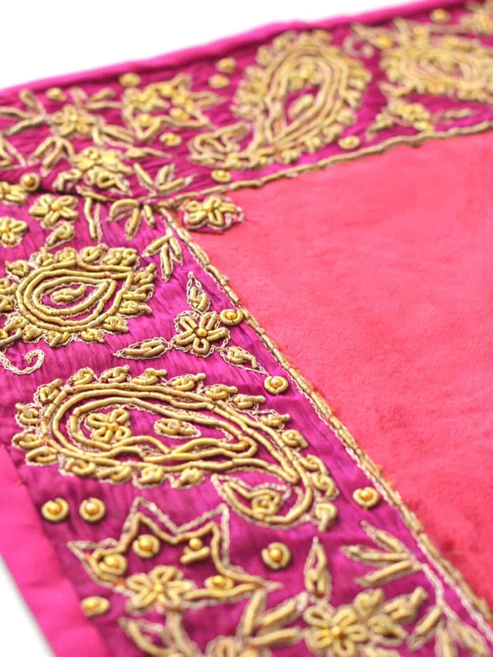 Vintage Velvet & Indian-Border Tablecloth