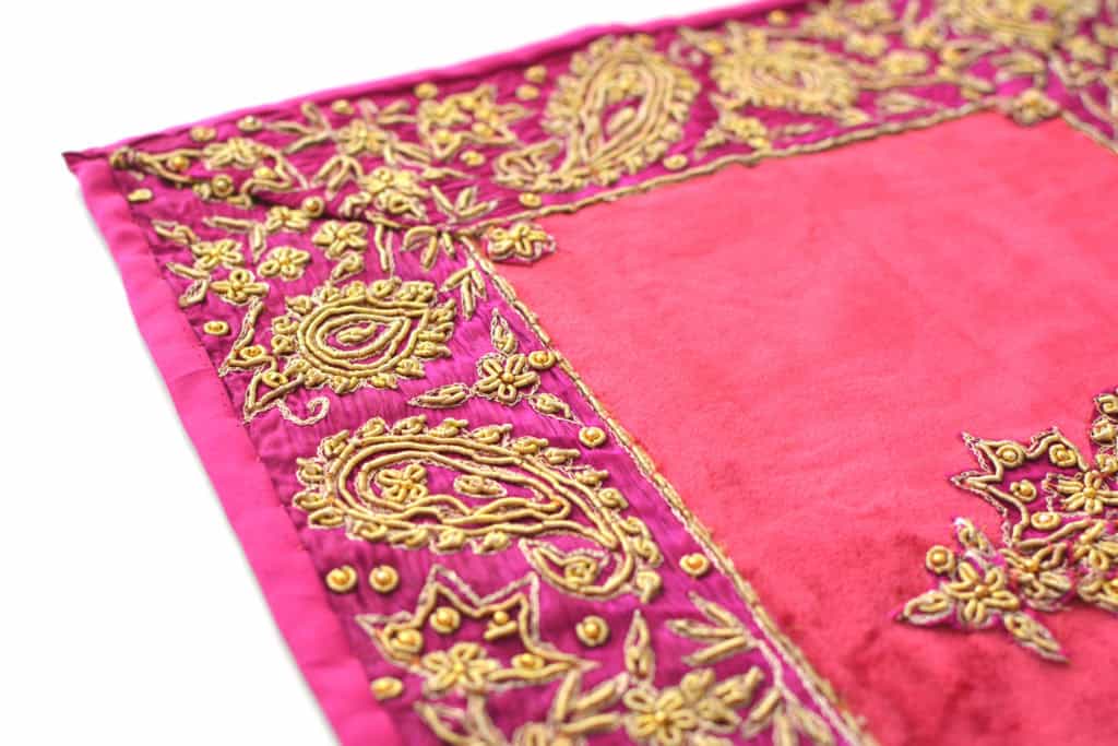 Vintage Velvet & Indian-Border Tablecloth