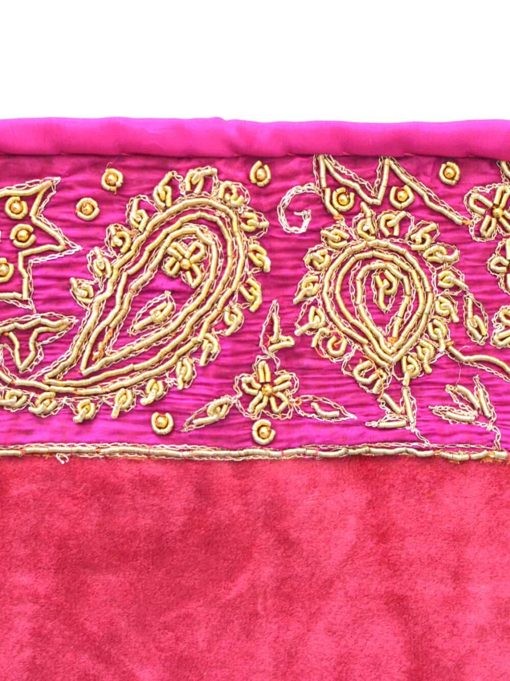 Vintage Velvet & Indian-Border Tablecloth
