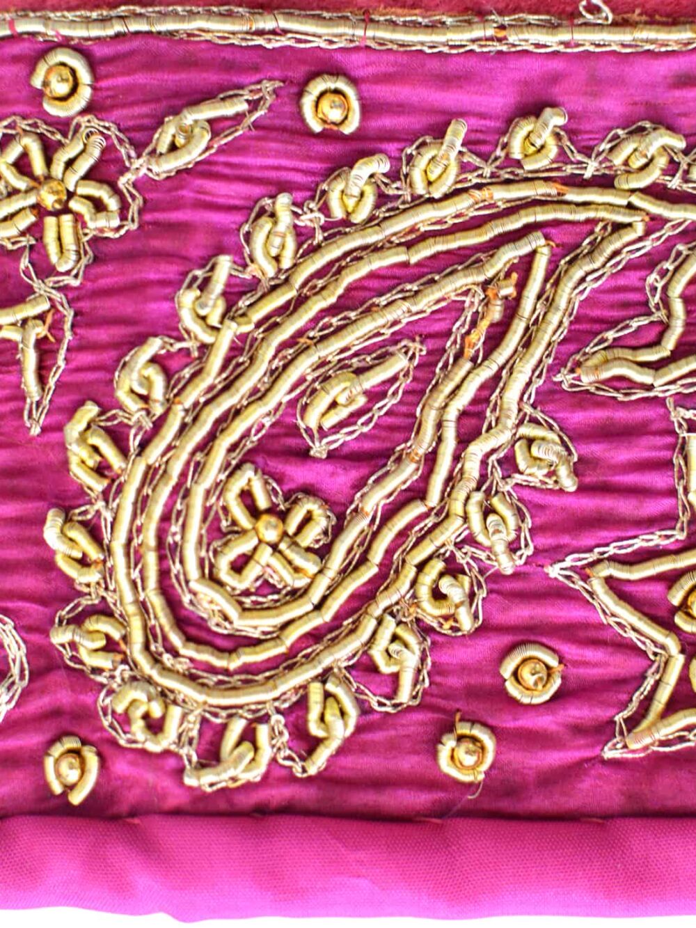 Vintage Velvet & Indian-Border Tablecloth