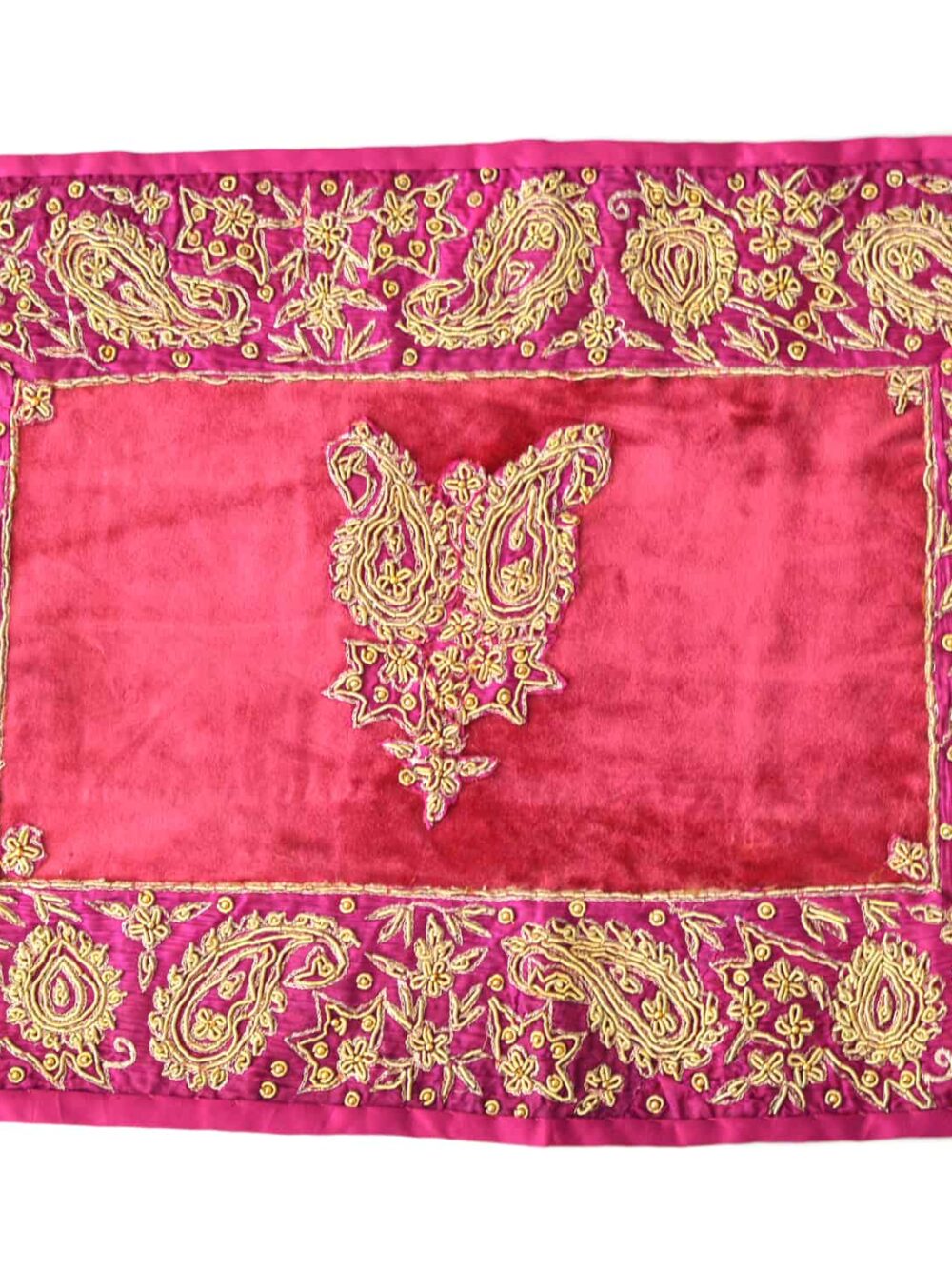 Vintage Velvet & Indian-Border Tablecloth