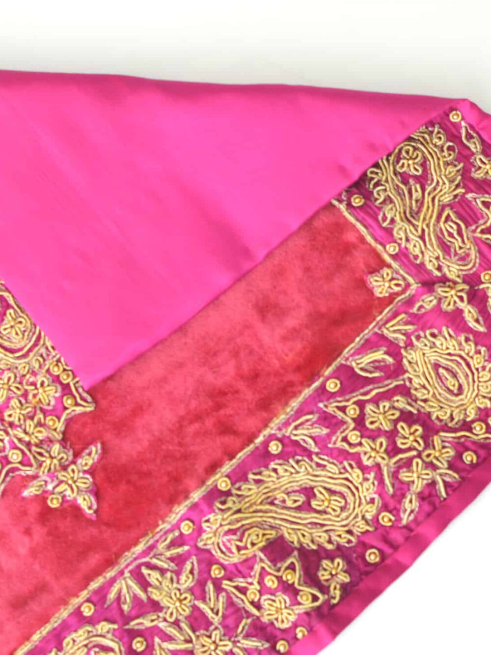Vintage Velvet & Indian-Border Tablecloth