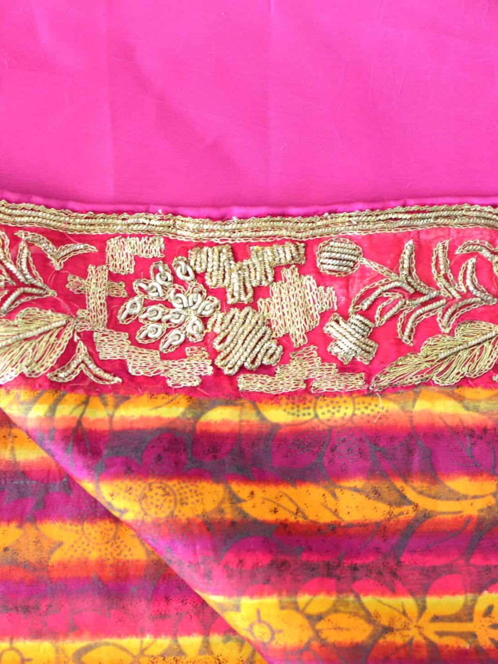 Vintage Fabric & Indian-Border Tablecloth