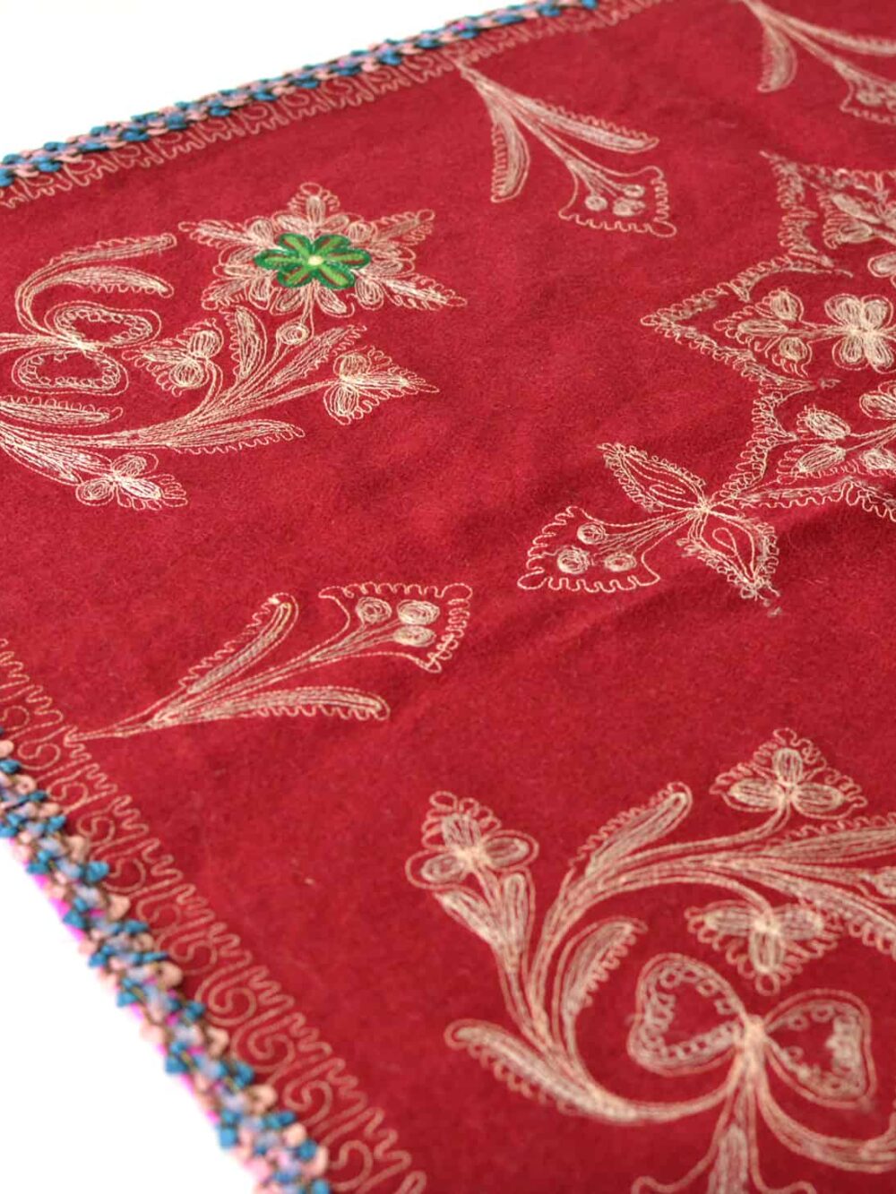 Vintage Embroidered Wool Tablecloth