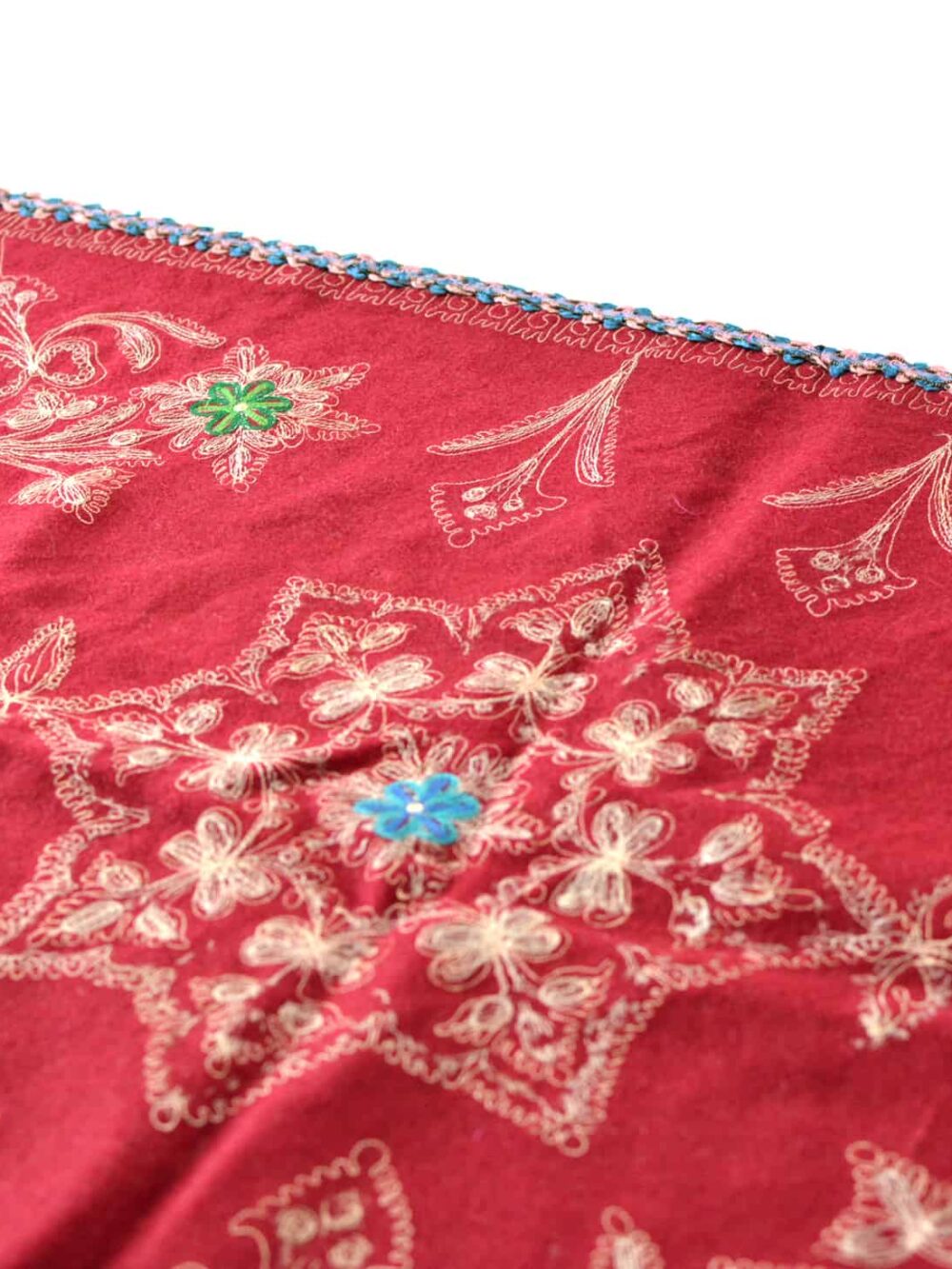 Vintage Embroidered Wool Tablecloth