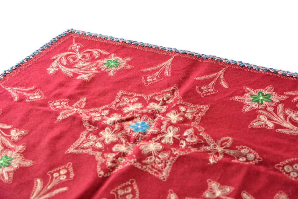 Vintage Embroidered Wool Tablecloth