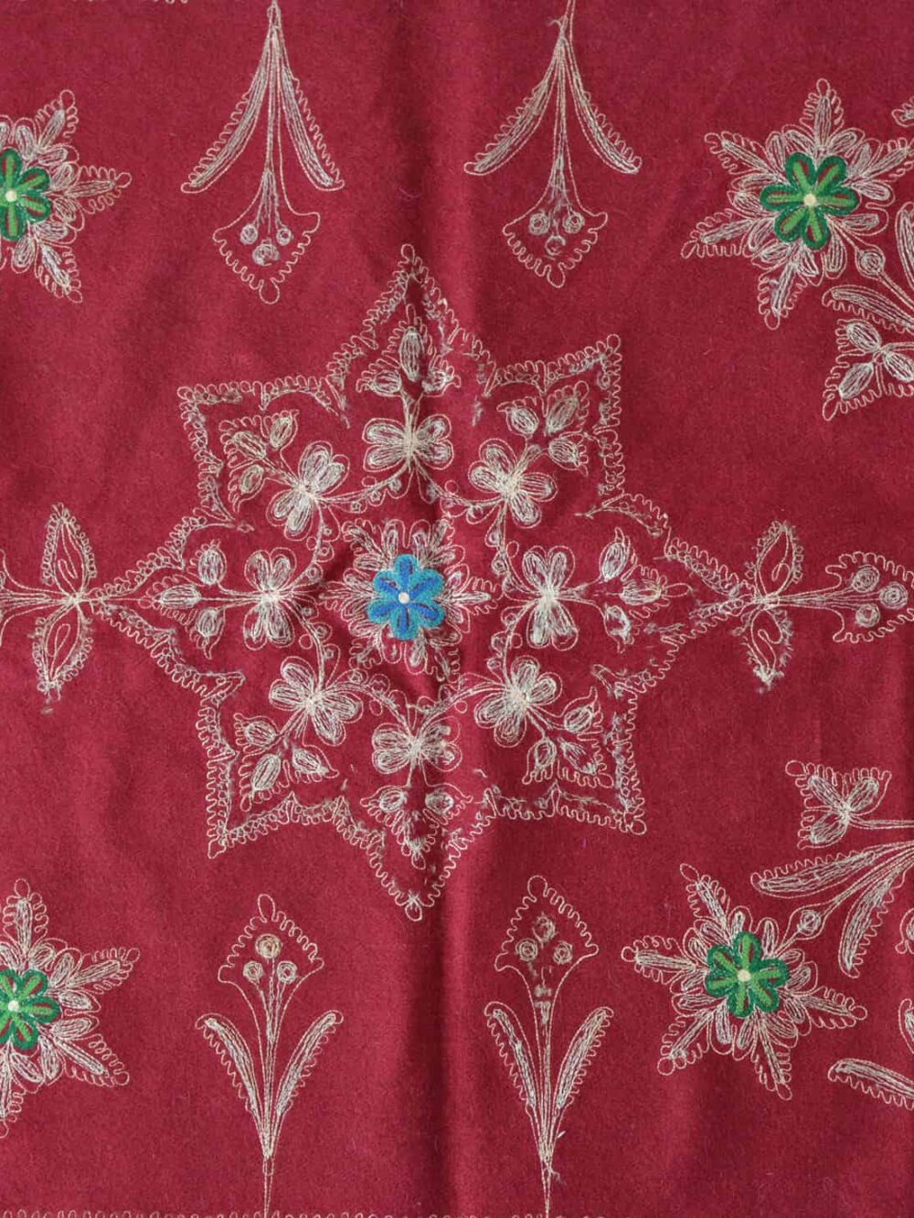 Vintage Embroidered Wool Tablecloth