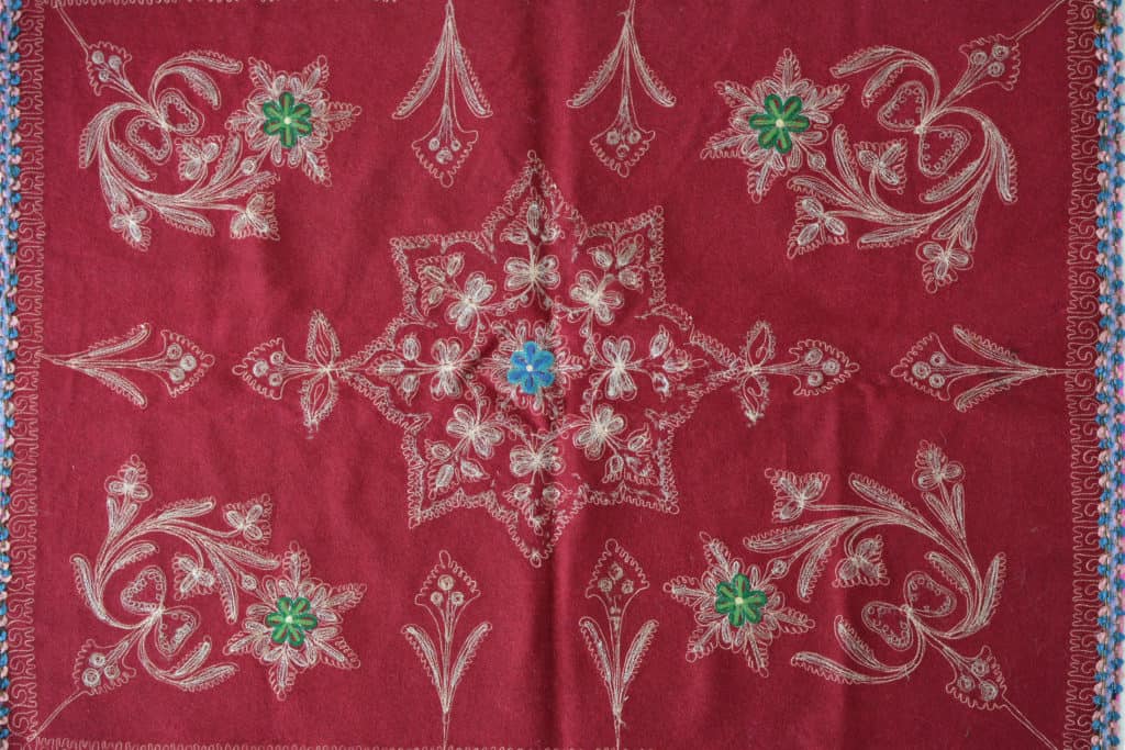 Vintage Embroidered Wool Tablecloth