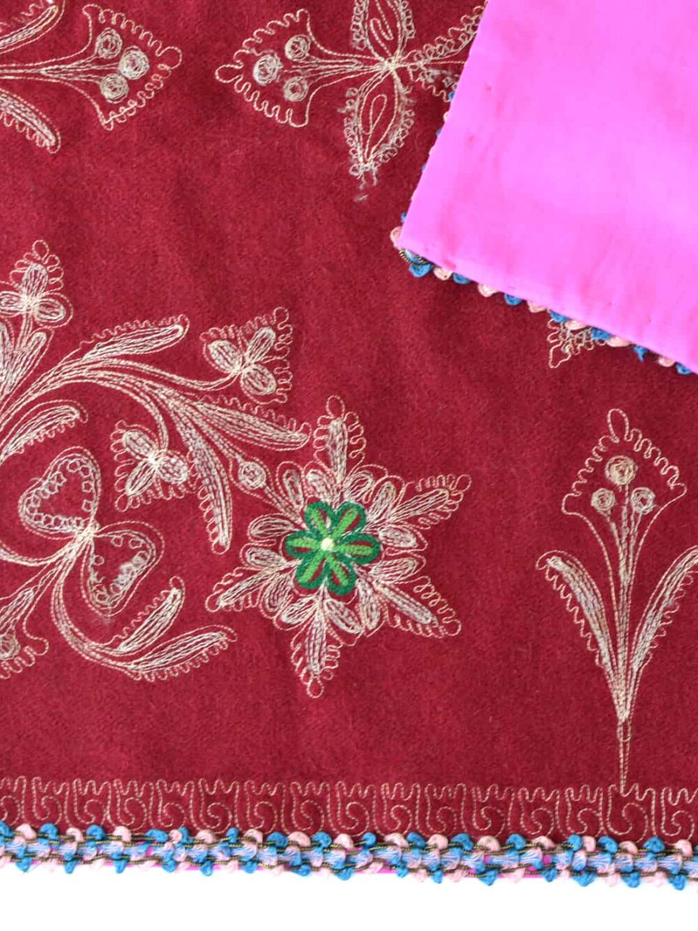 Vintage Embroidered Wool Tablecloth