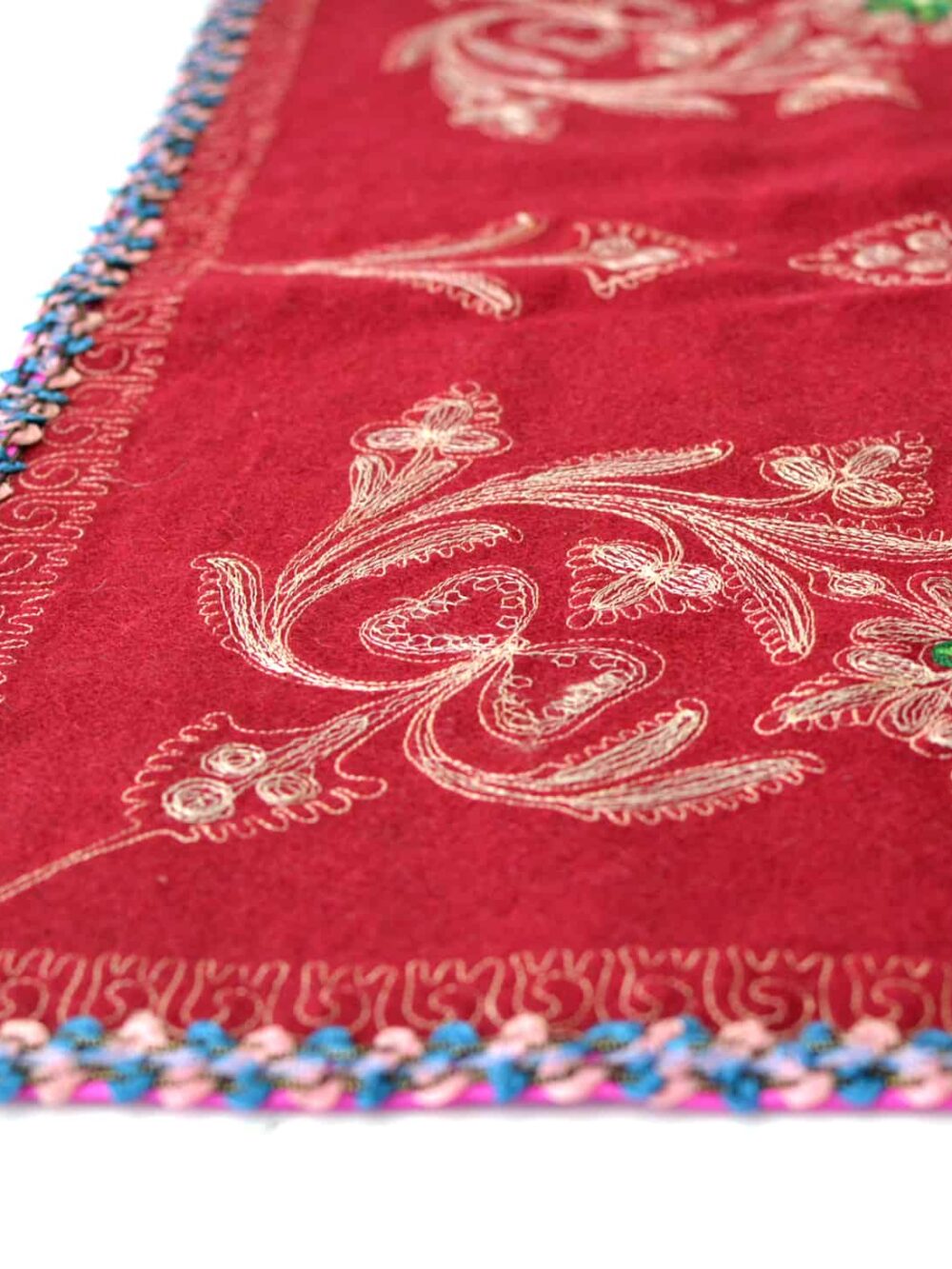 Vintage Embroidered Wool Tablecloth