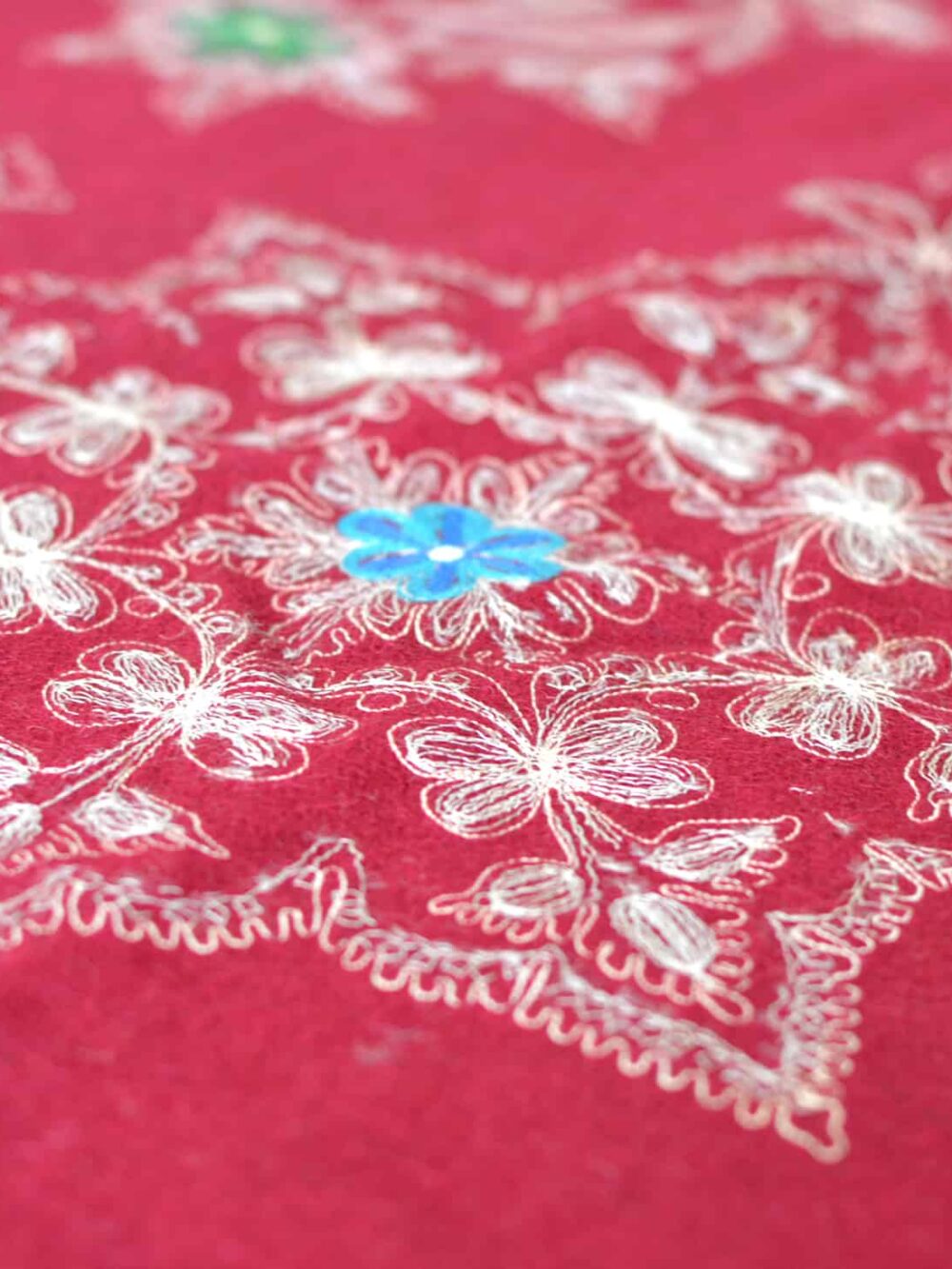 Vintage Embroidered Wool Tablecloth