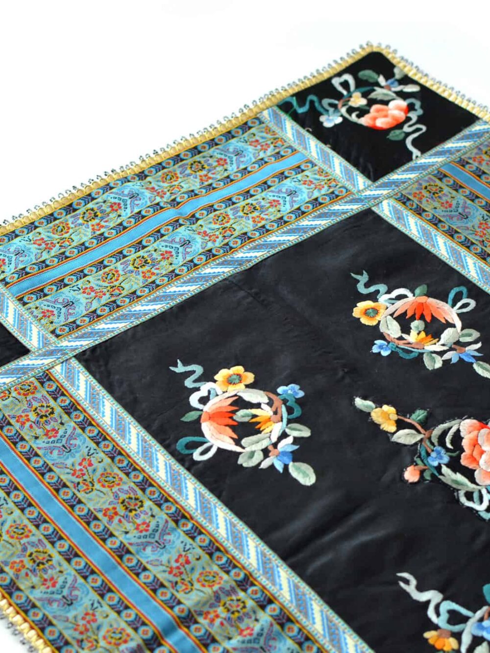 Vintage Embroidered Fabric Tablecloth