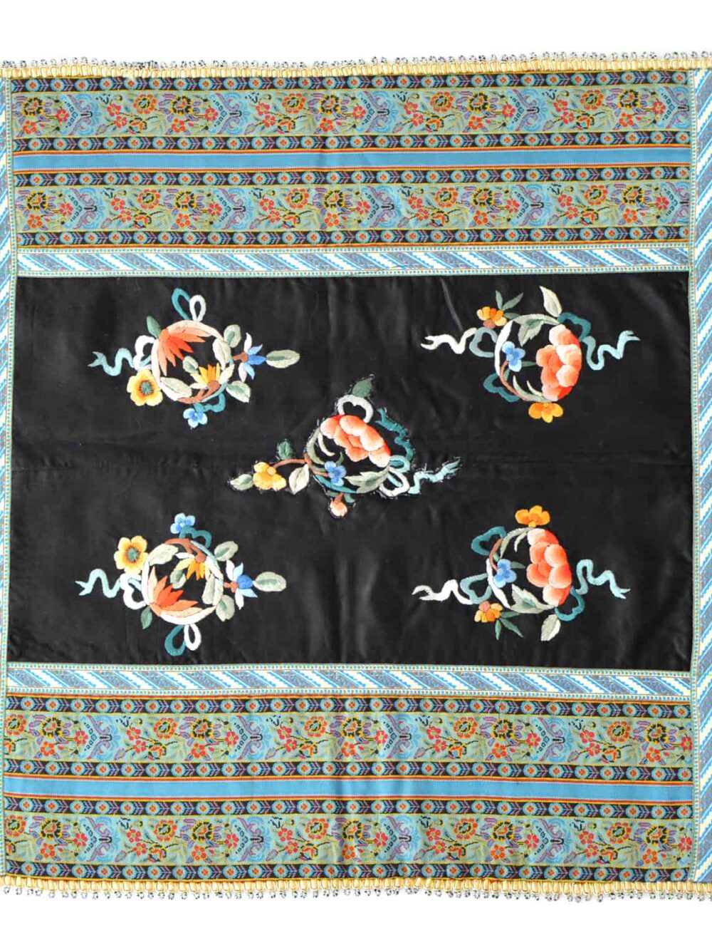 Vintage Embroidered Fabric Tablecloth