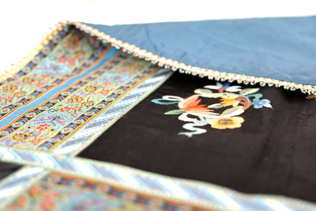 Vintage Embroidered Fabric Tablecloth