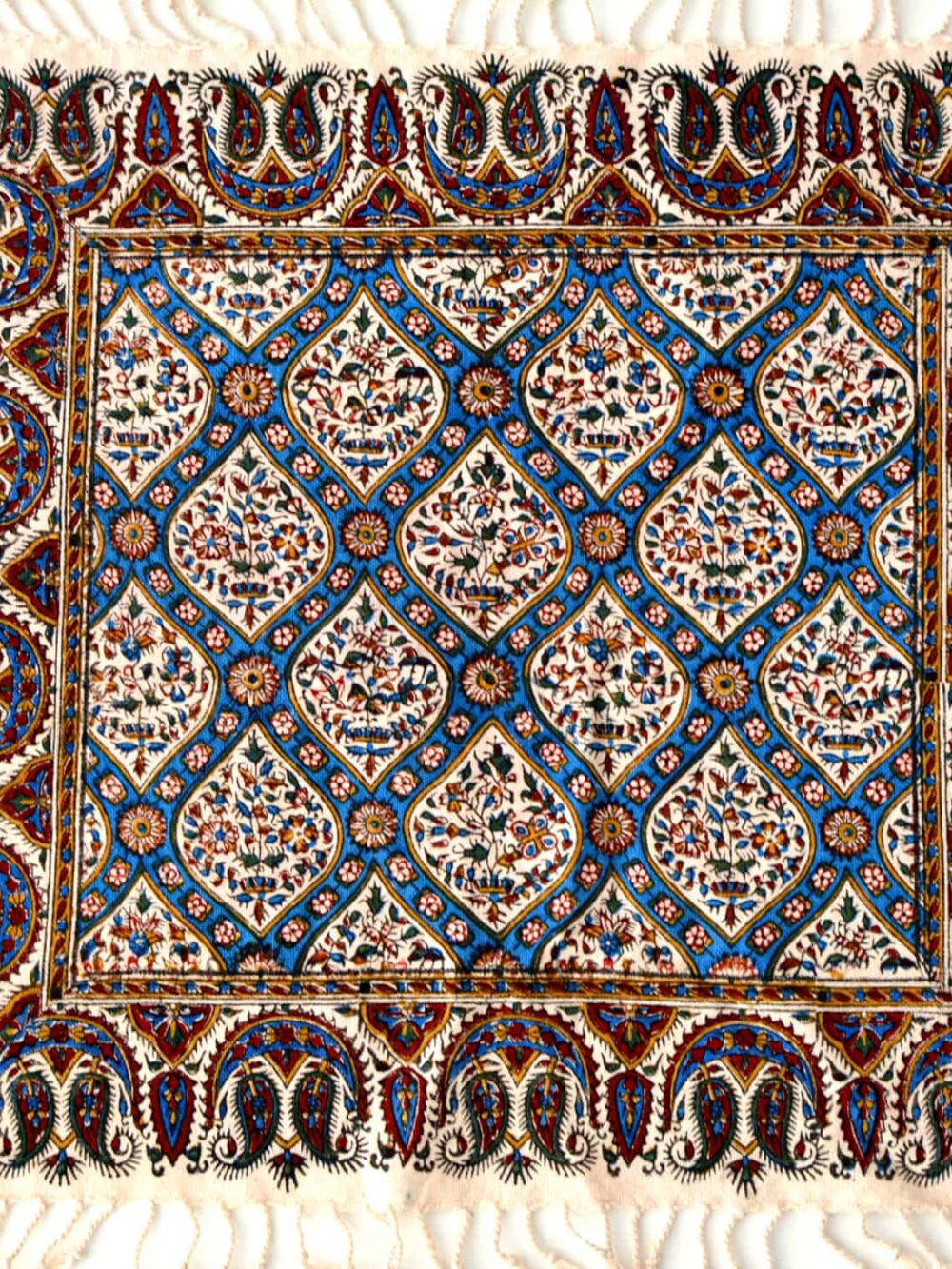 Hand-Blocked Print Cotton Tablecloth