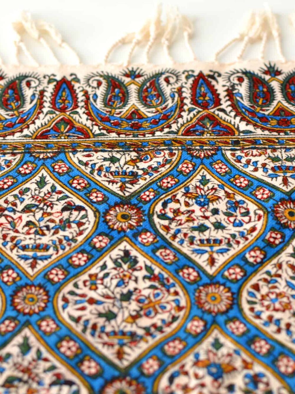 Hand-Blocked Print Cotton Tablecloth
