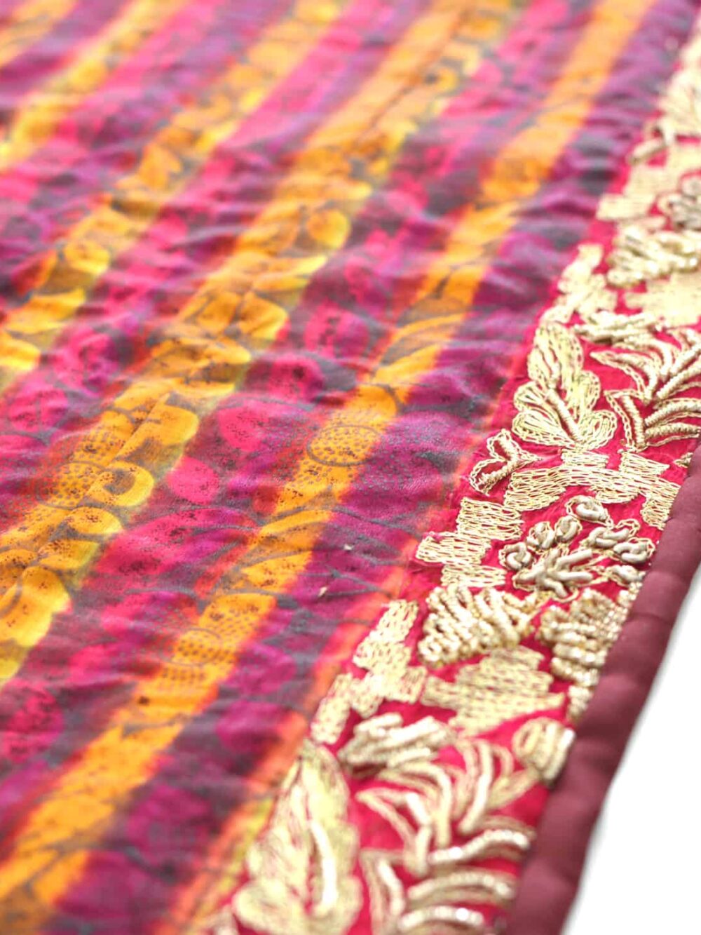 Vintage Fabric & Indian-Border Tablecloth