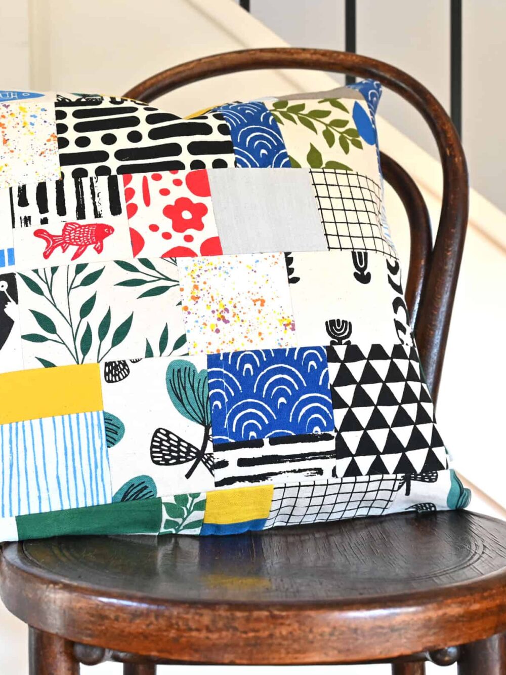 Patchwork Hand-Print Cushion Cover