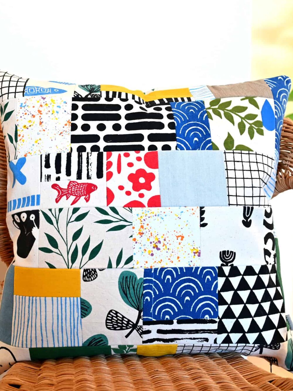 Patchwork Hand-Print Cushion Cover