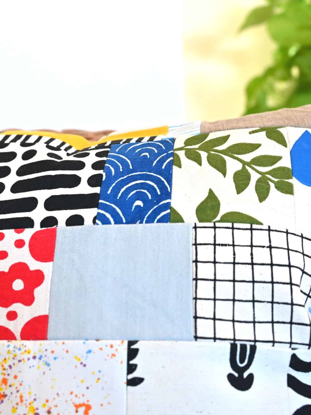 Patchwork Hand-Print Cushion Cover