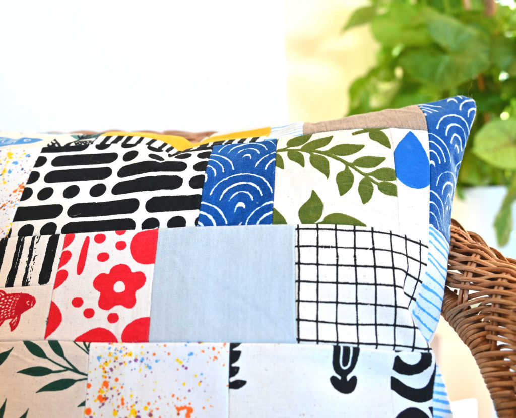 Patchwork Hand-Print Cushion Cover