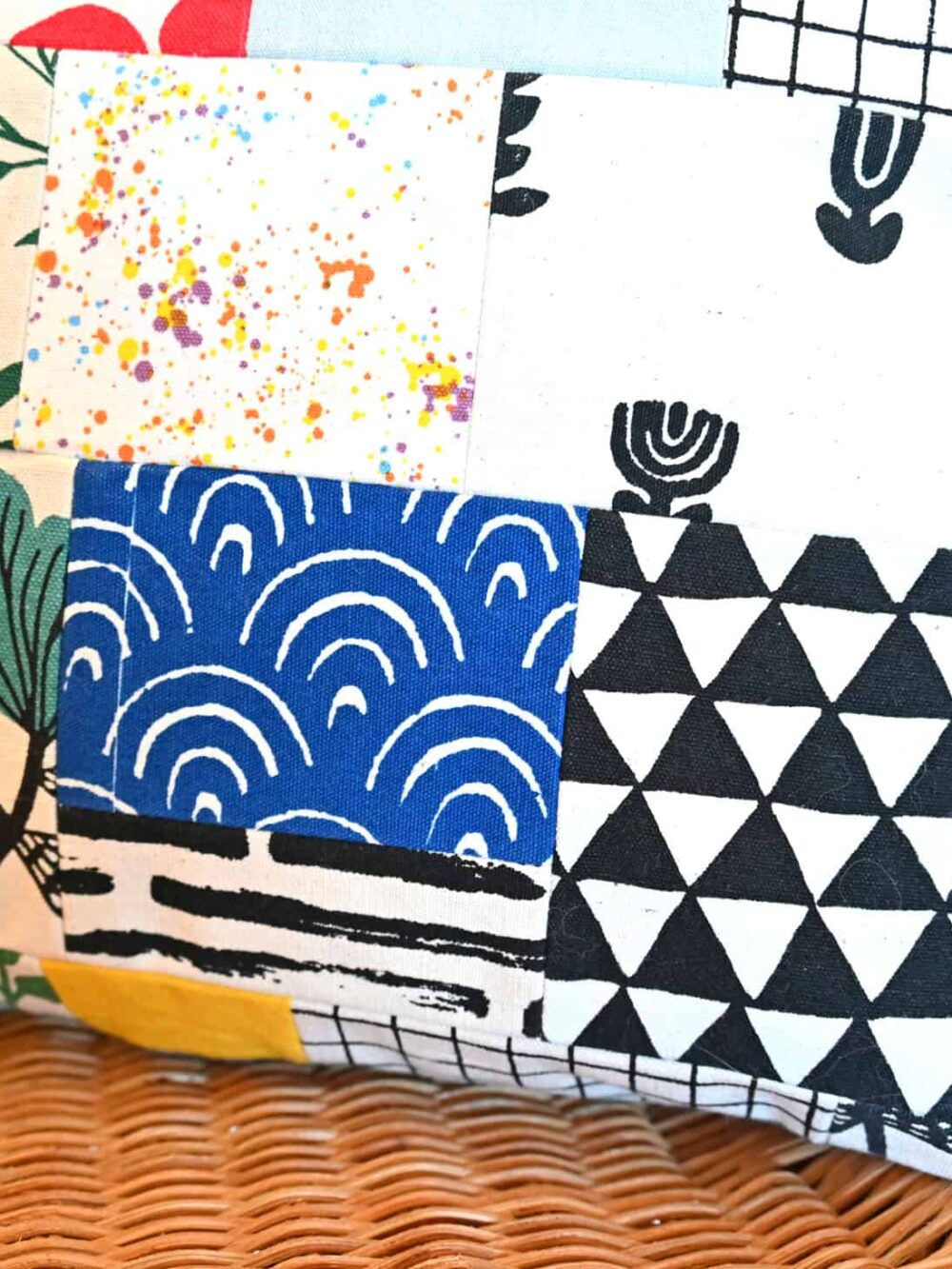 Patchwork Hand-Print Cushion Cover