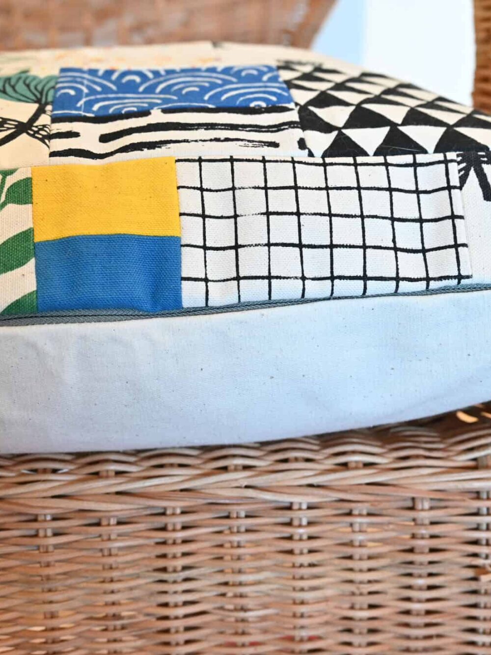 Patchwork Hand-Print Cushion Cover