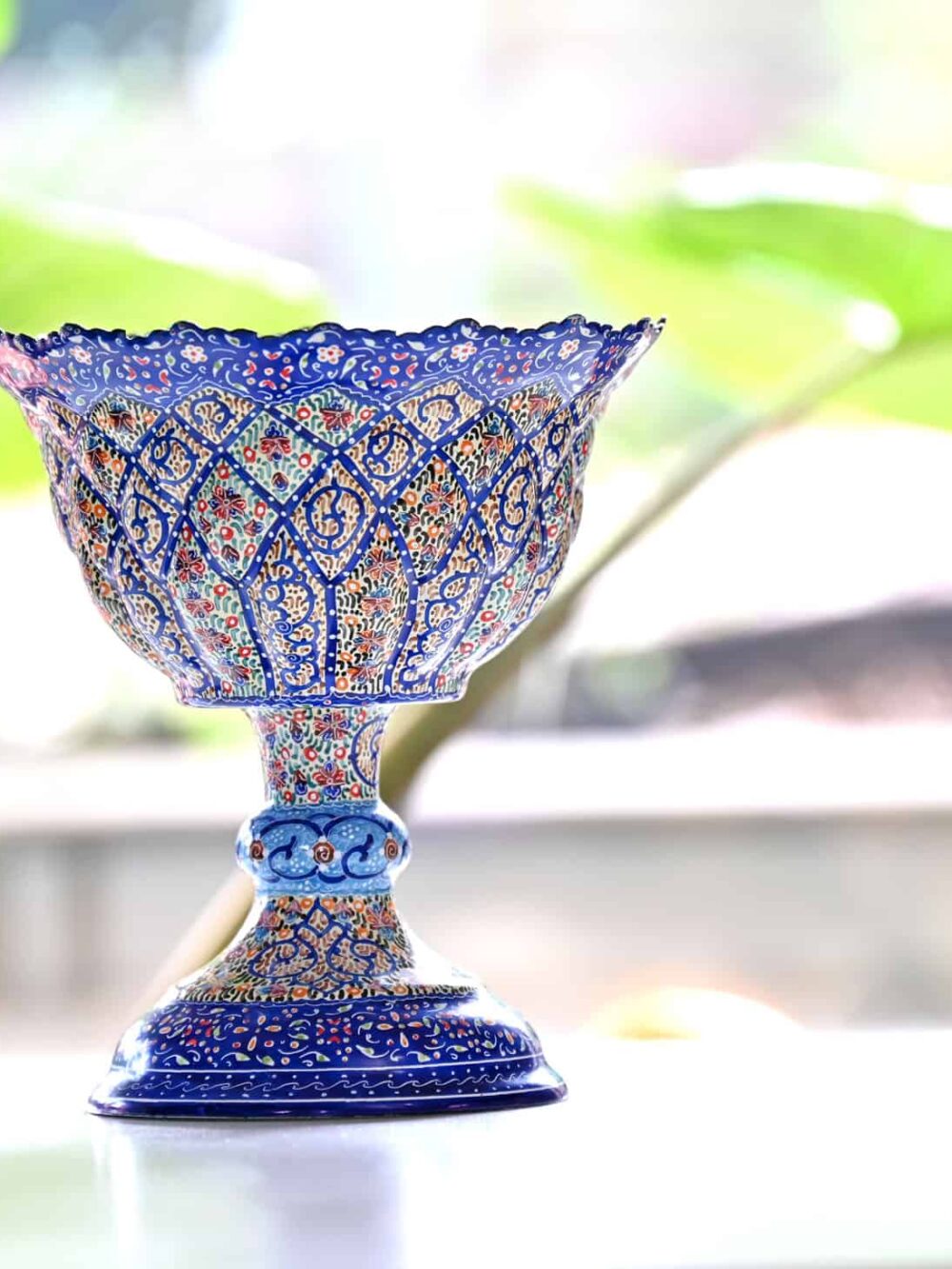 Minakari Pedestal Copper Bowl