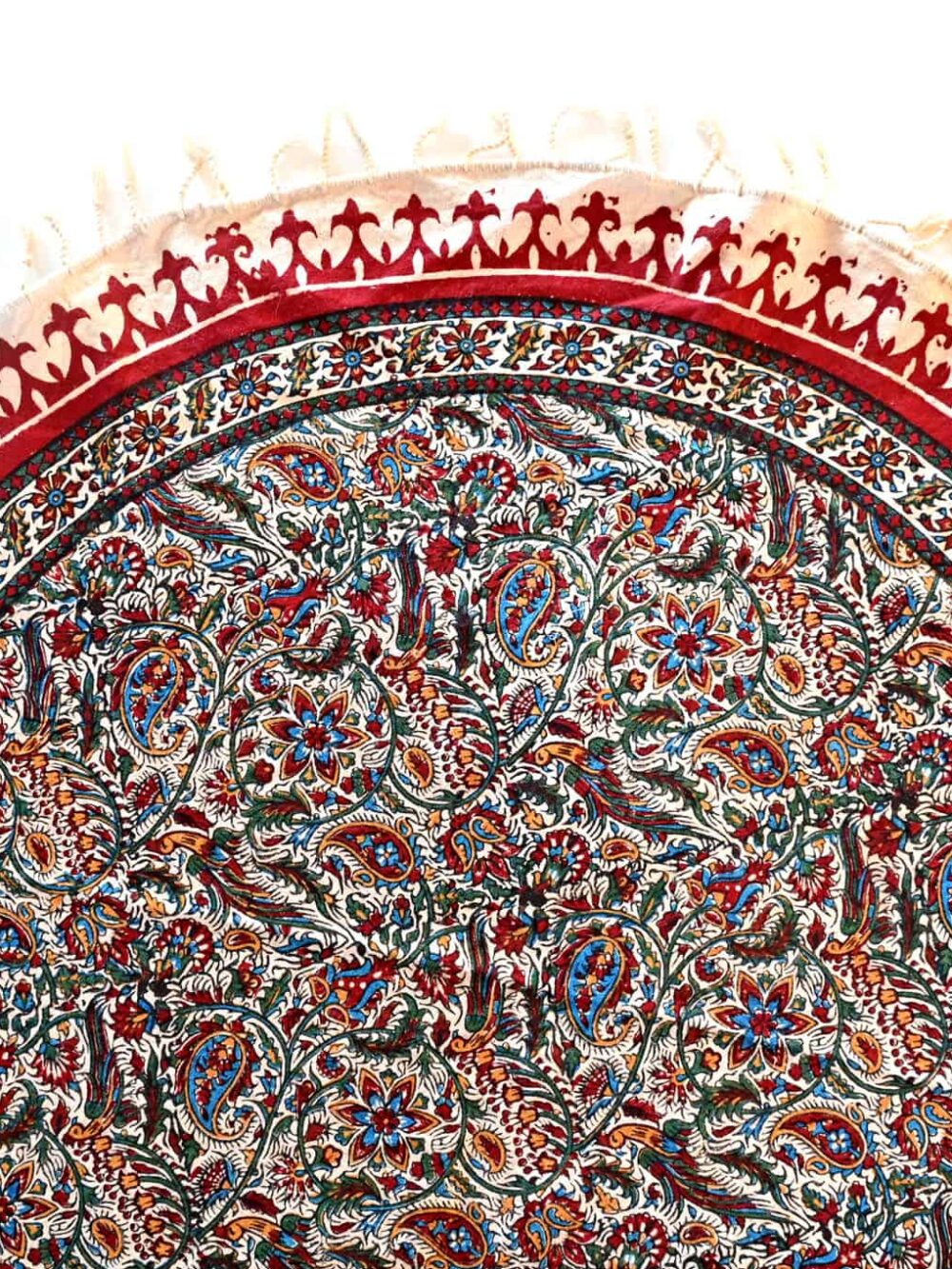 Round Hand-Print Tablecloth (Ghalamkar)