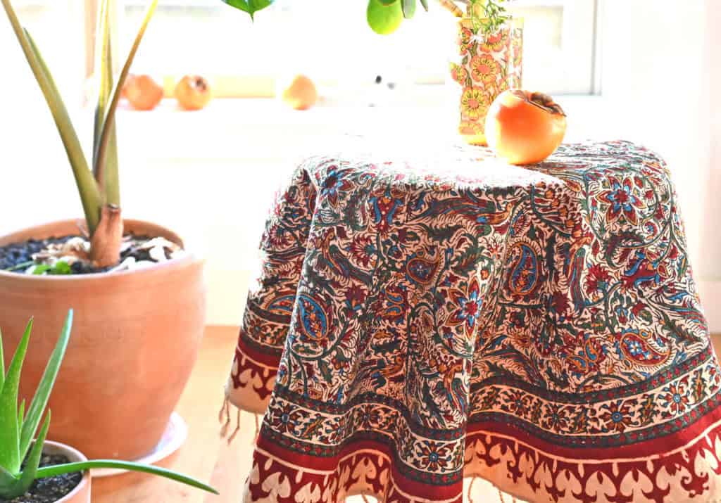 Round Hand-Print Tablecloth (Ghalamkar)