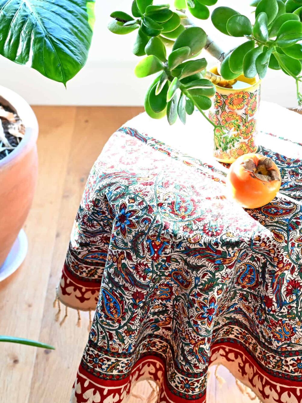 Round Hand-Print Tablecloth (Ghalamkar)