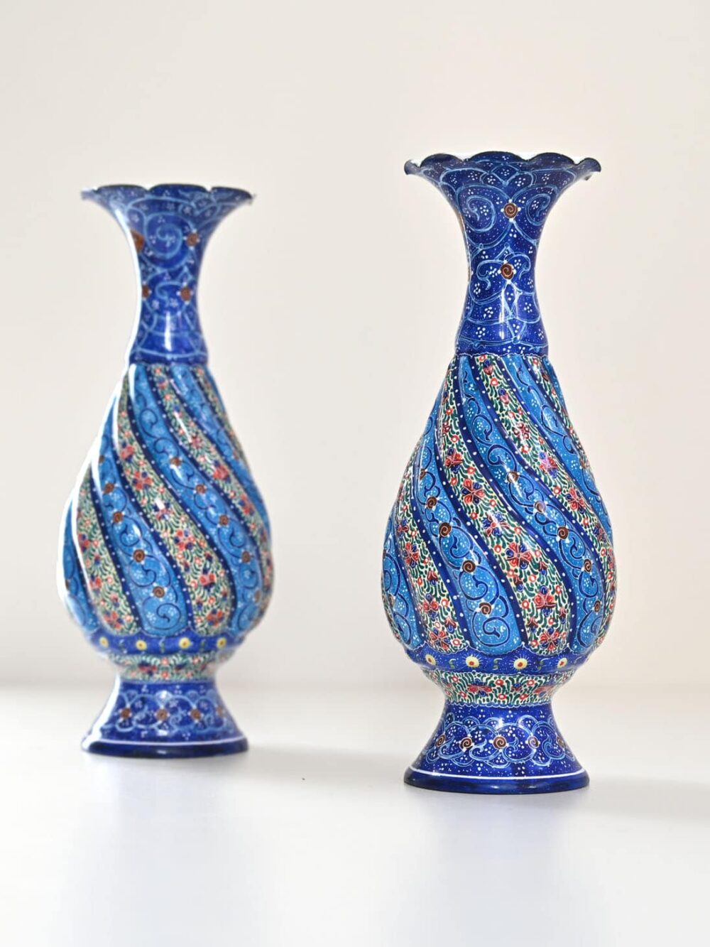 Pair of Hand-Painted Vases (Minakari)