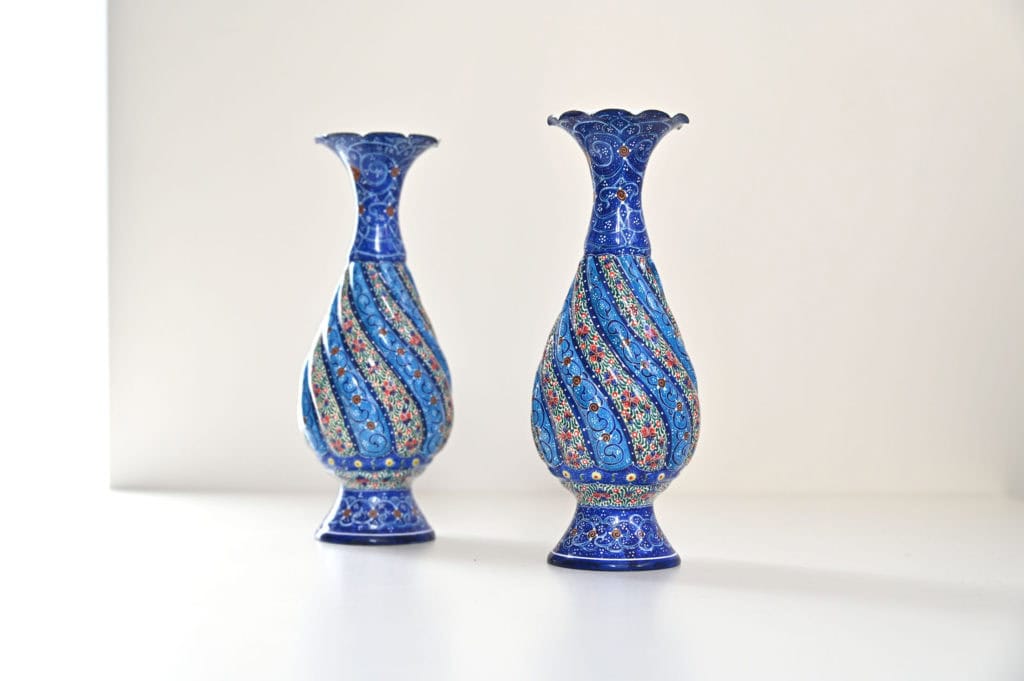 Pair of Hand-Painted Vases (Minakari)