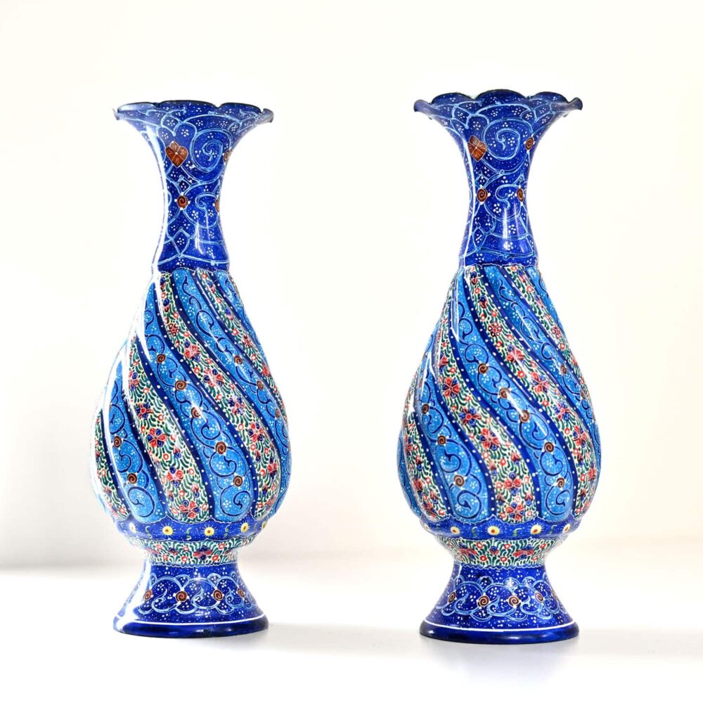 Pair of Hand-Painted Vases (Minakari)