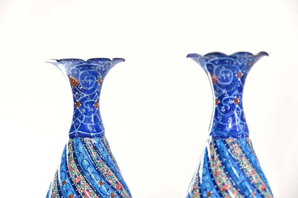 Pair of Hand-Painted Vases (Minakari)