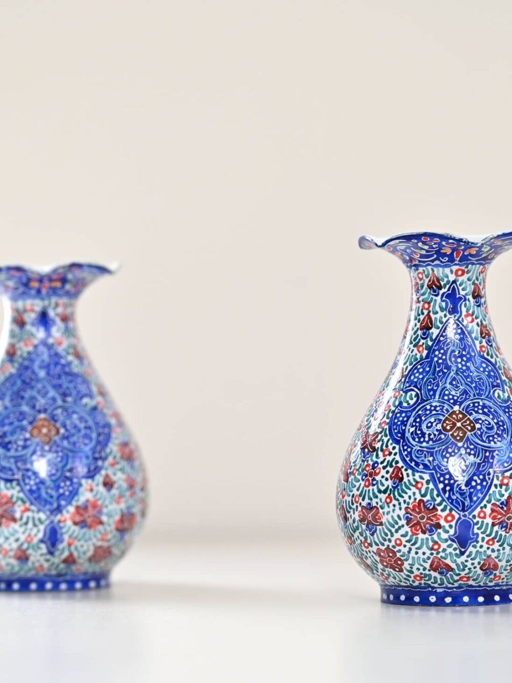 Pair of Enamelled Vases (Minakari)