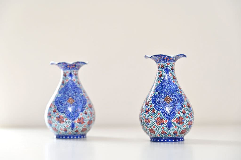 Pair of Enamelled Vases (Minakari)