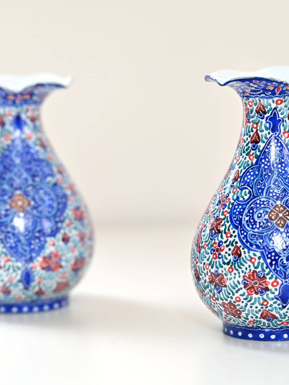 Pair of Enamelled Vases (Minakari)