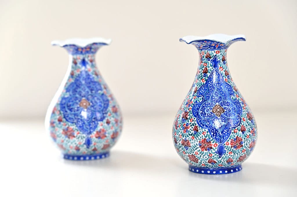 Pair of Enamelled Vases (Minakari)