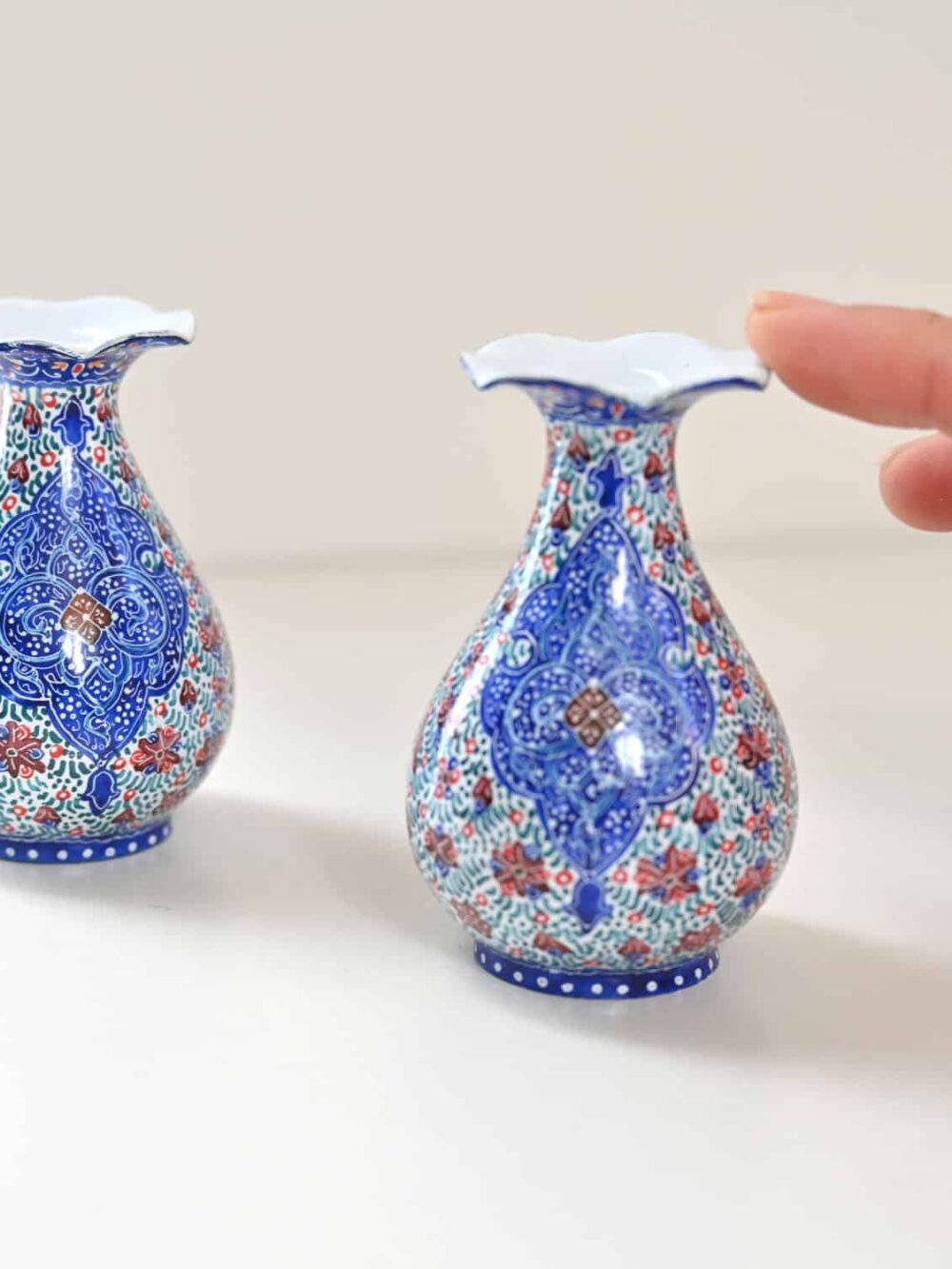 Pair of Enamelled Vases (Minakari)
