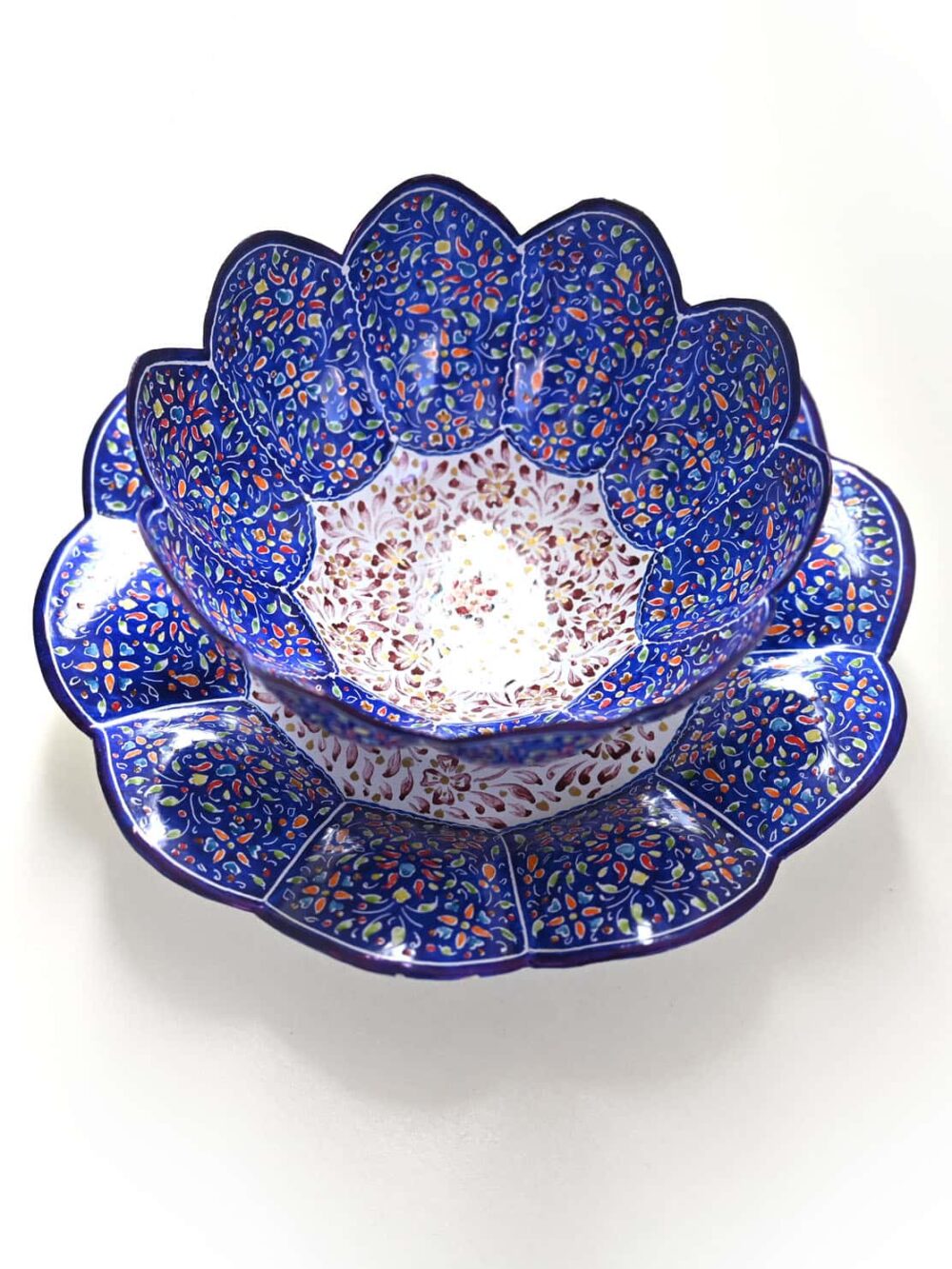 Bowl & plate Minakari with Gold Spots