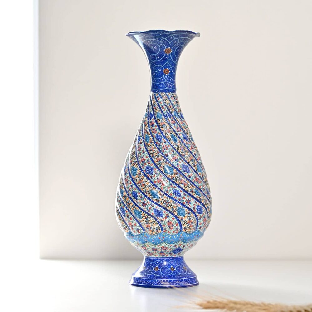 hand-painted Minakari copper vase